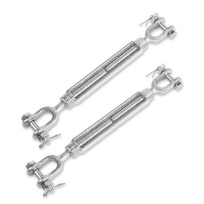 Stainless Steel Turnbuckle, 2Pack 3/8*6Inch M10 Hot Dipped Galvanized Steel Jaw and Jaw Turnbuckle, 1200 lbs Working Load Limit Heavy Duty Turnbuckle for Tractor Sun Shades Cables Outdoor String Light