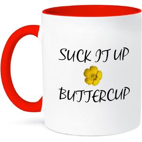 3dRose Suck It Up Buttercup Mug, 11 ounce, Black