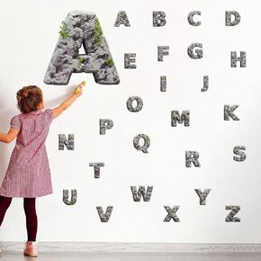 Beautiful Green Leaves Purslane Alphabet (A-Z) Wall Decal Removable ABC Letters Wall Stickers for Kids Girls Adult Bedroom Decor Wedding Party Decorations