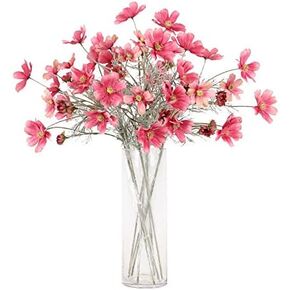 6 Pcs Artificial Calliopsis Flowers Fake Silk Flower Table Kitchen Home Garden Party Wedding Decoration Approx 24'' High Watercolor Pink No Vase