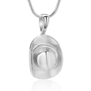 memorial jewelry Cremation Urn Necklace for Ashes, Stainless Steel Cowboy Hat Cremation Jewelry Ashes Keepsake for Boys Man With Gift Box