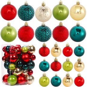 Christmas Tree Ornaments, 40pcs Christmas Ball Ornaments Set Shatterproof Christmas Tree Decorations for Xmas