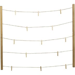 MELANNCO Natural Twine Two Bar Hanging Photo Collage with 30 Wood Clips