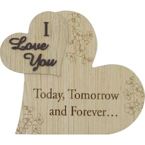 UNIDECO Wooden Heart Décor Wall - 7.0 Inch PS I Love You Gifts for Boyfriend - Wood Heart Shaped Decoration from Home - Hanging Art Living Room Accent Shelve - Decorative Husband Wife Mom Shelf