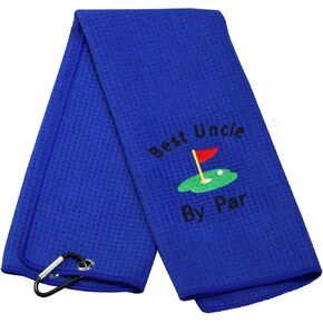 LEVLO Uncle Golf Towel Embroidered Golf Towel Gift Golf Father Gift Best Uncle by Par Golf Towel with Clip (Best Uncle-Black)