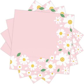 DYLIVeS Yellow Daisy Party Napkins, Daisy Cocktail Luncheon Paper Napkins Summer Picnic Napkins Spring Flower Daisy Party Supplies for Girls Birthday Baby Shower Wedding Decorations, 50 Pack, 3-Ply