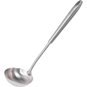 Newness Soup Ladle, [Rustproof, Heat Resistance, Integral Forming] Resilient 304 Stainless Steel Soup Spoon with Vacuum Ergonomic Round Handle, Cooking Spoon for Kitchen, 13.7 Inches