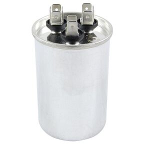 NTE Electronics MRRC440V5/40 Series MRRC Dual Round Motor Run AC Electrolytic Capacitor, Round Aluminum Case, 5/40 µF Capacitance, 5% Tolerance, 440V