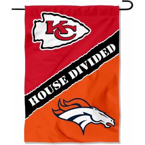 House Divided Chiefs and Broncos Double Sided Garden Flag