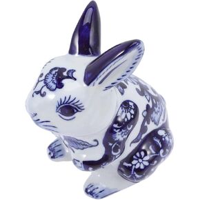 GANAZONO الأزرق والأبيض أرنب سيراميك تمثال الصينية زودياك أرنب تمثال الأرنب الحيوان النحت للعام الجديد ديكور للطاولات المنزل in Kuwait