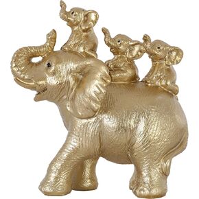 Silver Elephant Statue Home Decor, Elephant Figurines Brings Good Luck, Health, Strength. Women & Mom Gifts, Decor for Home, Office, Bookshelf TV Stand, Shelf, Living Room (Silver-3 Babies)