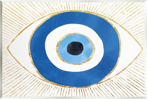 Stupell Industries Evil Eye Shape Striped Mati Symbol Wood Wall Art, Design by Ziwei Li, Wall Plaque, 15 x 10 in Saudi Arabia