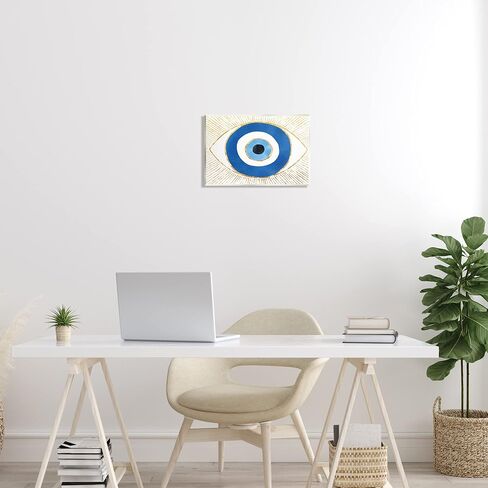 Stupell Industries Evil Eye Shape Striped Mati Symbol Wood Wall Art, Design by Ziwei Li, Wall Plaque, 15 x 10 in Saudi Arabia