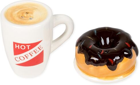 DII Hot Coffee and Donut Ceramic Salt and Pepper Shakers, 2 x 2 inches, Multicolor in Saudi Arabia