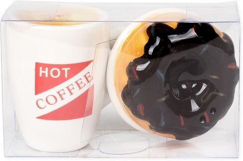DII Hot Coffee and Donut Ceramic Salt and Pepper Shakers, 2 x 2 inches, Multicolor in Saudi Arabia