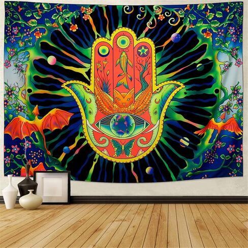 Leofanger Blacklight نسيج همسة نسيج الجدار اليد الأشعة فوق البنفسجية رد الفعل الخيال نبات الأزهار نسيج النيون نسيج الحيوان الجدار شنقا لديكور المنزل (51.2 "× 59.1") in Kuwait