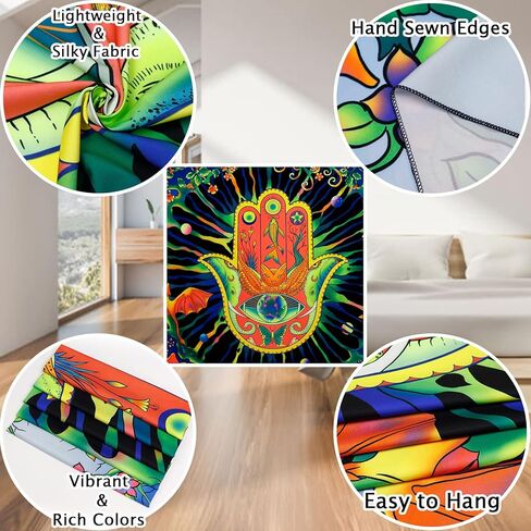 Leofanger Blacklight نسيج همسة نسيج الجدار اليد الأشعة فوق البنفسجية رد الفعل الخيال نبات الأزهار نسيج النيون نسيج الحيوان الجدار شنقا لديكور المنزل (51.2 "× 59.1") in Kuwait