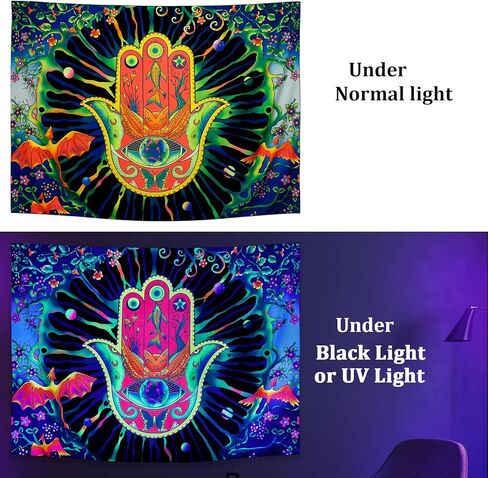 Leofanger Blacklight نسيج همسة نسيج الجدار اليد الأشعة فوق البنفسجية رد الفعل الخيال نبات الأزهار نسيج النيون نسيج الحيوان الجدار شنقا لديكور المنزل (51.2 "× 59.1") in Kuwait