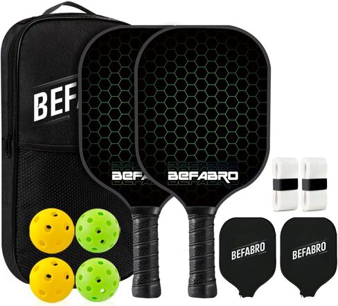 Pickleball Paddles Set of 2 | USAPA Applied Fiber Glass Pickleball Paddles with 4 Pickle Balls, 2 Paddle Covers, 2 Grip Tapes & Carry Bag | Pickle Ball Rackets for Men, Women, Beg & Experts in Saudi Arabia