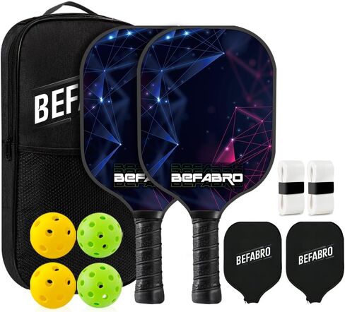Pickleball Paddles Set of 2 | USAPA Applied Fiber Glass Pickleball Paddles with 4 Pickle Balls, 2 Paddle Covers, 2 Grip Tapes & Carry Bag | Pickle Ball Rackets for Men, Women, Beg & Experts in Saudi Arabia