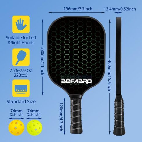 Pickleball Paddles Set of 2 | USAPA Applied Fiber Glass Pickleball Paddles with 4 Pickle Balls, 2 Paddle Covers, 2 Grip Tapes & Carry Bag | Pickle Ball Rackets for Men, Women, Beg & Experts in Saudi Arabia