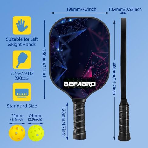 Pickleball Paddles Set of 2 | USAPA Applied Fiber Glass Pickleball Paddles with 4 Pickle Balls, 2 Paddle Covers, 2 Grip Tapes & Carry Bag | Pickle Ball Rackets for Men, Women, Beg & Experts in Saudi Arabia