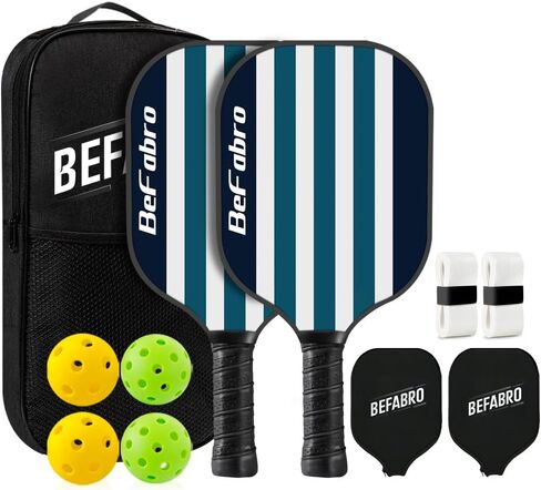 Pickleball Paddles Set of 2 | USAPA Applied Fiber Glass Pickleball Paddles with 4 Pickle Balls, 2 Paddle Covers, 2 Grip Tapes & Carry Bag | Pickle Ball Rackets for Men, Women, Beg & Experts in Saudi Arabia