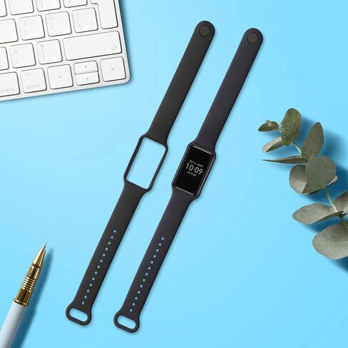 kwmobile Straps Compatible with Amazfit Band 7 Straps - 2x Replacement Silicone Watch Bands - Black/Dark Blue in Saudi Arabia