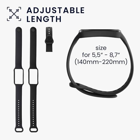 kwmobile Straps Compatible with Amazfit Band 7 Straps - 2x Replacement Silicone Watch Bands - Black/Dark Blue in Saudi Arabia