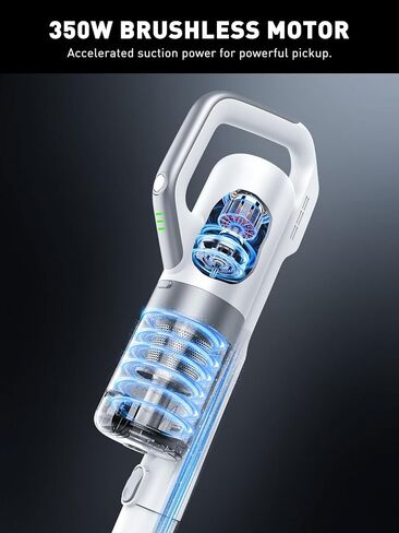 Cordless Vacuum Cleaner, 30Kpa Strong Suction Stick Vacuum Cleaner, 350W Powerful Brushless Motor, Ultra-Lightweight & Quiet Vacuum for Deep Cleaning Home Hard Floor Carpet Pet Hair, White in Saudi Arabia