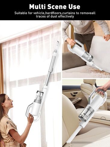 Cordless Vacuum Cleaner, 30Kpa Strong Suction Stick Vacuum Cleaner, 350W Powerful Brushless Motor, Ultra-Lightweight & Quiet Vacuum for Deep Cleaning Home Hard Floor Carpet Pet Hair, White in Saudi Arabia