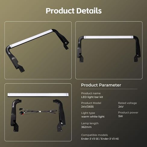 Original Ender 3 V3 Ke&Se LED Light Kit 24V 5W 3D Printer Light Bar Strip Upgrades Warm White Compatible with Creality Ender-3 V3 Se and Ender-3 V3 Ke in Saudi Arabia