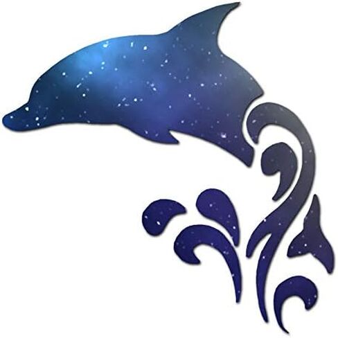 Tribal Dolphin - Vinyl Decal Sticker - 5.75" x 5.75" - Blue Flames in Kuwait