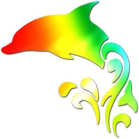 Tribal Dolphin - Vinyl Decal Sticker - 5.75" x 5.75" - Blue Flames in Kuwait