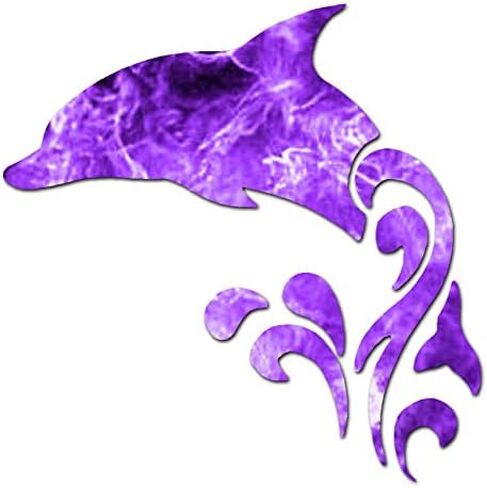 Tribal Dolphin - Vinyl Decal Sticker - 5.75" x 5.75" - Blue Flames in Kuwait