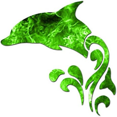 Tribal Dolphin - Vinyl Decal Sticker - 5.75" x 5.75" - Blue Flames in Kuwait
