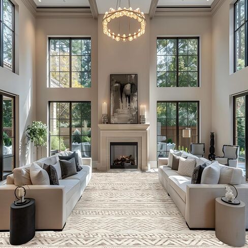 Vintage Abstract 5x7 Area Rug: Retro Washable Area Rugs for Living Room Non-Slip Neutral Stain Resistant for Bedroom Distressed Floral Machine Indoor Carpets for Dinning Room Home Office Blue/Grey in Saudi Arabia
