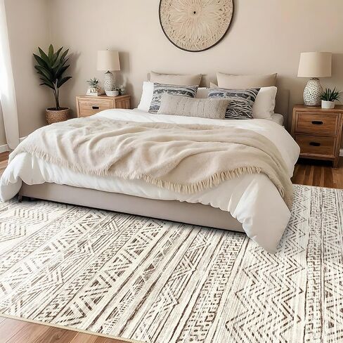 Vintage Abstract 5x7 Area Rug: Retro Washable Area Rugs for Living Room Non-Slip Neutral Stain Resistant for Bedroom Distressed Floral Machine Indoor Carpets for Dinning Room Home Office Blue/Grey in Saudi Arabia