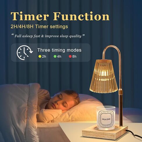 Candle Warmer Lamp, Electric Candle Warmer Lamp with Timer Dimmable Candle Lamp with 2 Bulbs Light Height Adjustable for Small Large Jar Candles Home Decor Gifts (Amber) in Saudi Arabia