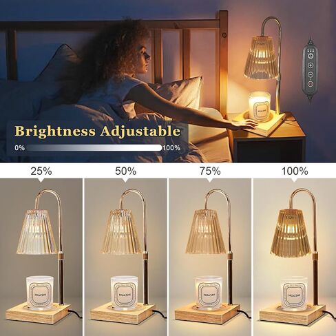 Candle Warmer Lamp, Electric Candle Warmer Lamp with Timer Dimmable Candle Lamp with 2 Bulbs Light Height Adjustable for Small Large Jar Candles Home Decor Gifts (Amber) in Saudi Arabia