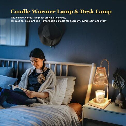 Candle Warmer Lamp, Electric Candle Warmer Lamp with Timer Dimmable Candle Lamp with 2 Bulbs Light Height Adjustable for Small Large Jar Candles Home Decor Gifts (Amber) in Saudi Arabia