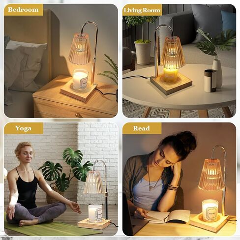 Candle Warmer Lamp, Electric Candle Warmer Lamp with Timer Dimmable Candle Lamp with 2 Bulbs Light Height Adjustable for Small Large Jar Candles Home Decor Gifts (Amber) in Saudi Arabia