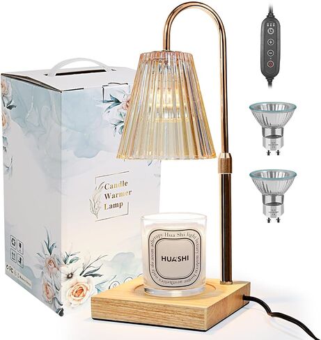 Candle Warmer Lamp, Electric Candle Warmer Lamp with Timer Dimmable Candle Lamp with 2 Bulbs Light Height Adjustable for Small Large Jar Candles Home Decor Gifts (Amber) in Saudi Arabia