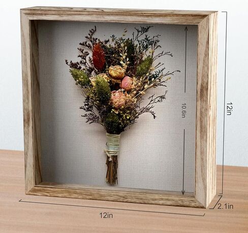 Shadow Box Frame 12 x 12 Shadow Box Display Case 3 color linen interiors, with Solid Wood Frame for Pictures, Flowers, Memorial, Medals, Wedding Bouquet for Wall or Tabletop, 10 pins in Saudi Arabia