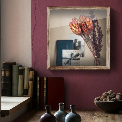 Shadow Box Frame 12 x 12 Shadow Box Display Case 3 color linen interiors, with Solid Wood Frame for Pictures, Flowers, Memorial, Medals, Wedding Bouquet for Wall or Tabletop, 10 pins in Saudi Arabia