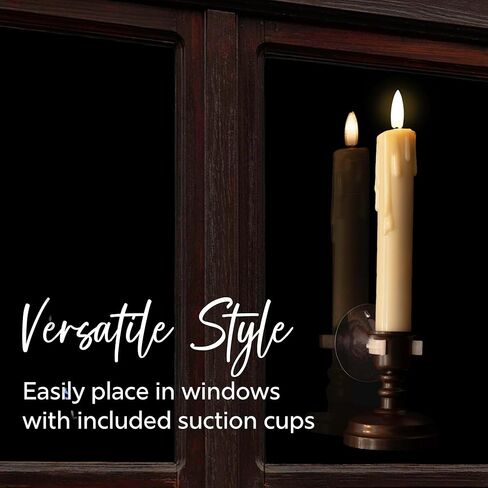 مجموعة صندوق هدايا 2024 مكونة من 10 شموع نافذة ذات فتيل أسود LED بمؤقت يومي مع نسيج بالتنقيط، وحاملات شموع برونزية قابلة للإزالة، و20 بطارية AA، وأكواب شفط للنافذة، وجهاز تحكم عن بعد للمؤقت in Kuwait