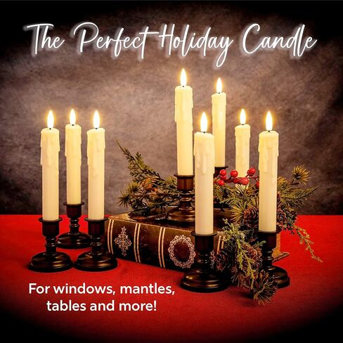 مجموعة صندوق هدايا 2024 مكونة من 10 شموع نافذة ذات فتيل أسود LED بمؤقت يومي مع نسيج بالتنقيط، وحاملات شموع برونزية قابلة للإزالة، و20 بطارية AA، وأكواب شفط للنافذة، وجهاز تحكم عن بعد للمؤقت in Kuwait