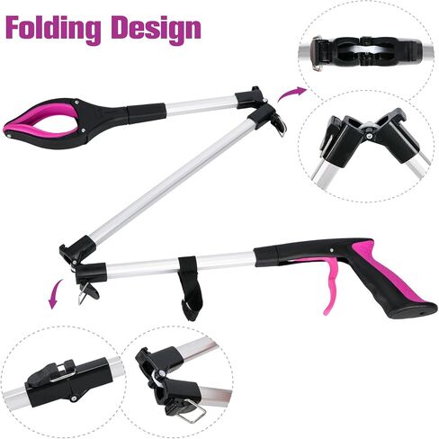 43 inch overlong Grabber Reacher Tool & Trash Picker, Upgrade,Foldable Grabber Tool with 4 inch Wide jaw and 360° Rotating Head,Mobility Aid Assist Tool for Trash Pick Up (Purple) in Saudi Arabia