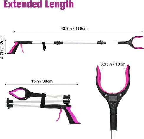 43 inch overlong Grabber Reacher Tool & Trash Picker, Upgrade,Foldable Grabber Tool with 4 inch Wide jaw and 360° Rotating Head,Mobility Aid Assist Tool for Trash Pick Up (Purple) in Saudi Arabia