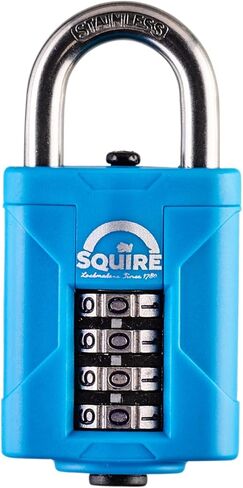 قفل Squire شديد التحمل (CP40S) - أقوى تكبل فولاذي - قفل مجموعة 4 عجلات - من الفولاذ المقاوم للصدأ لمقاومة التآكل - قفل مقاوم للطقس للمنزل والمدرسة والمرآب (أزرق بحري، 40 مم) in Kuwait